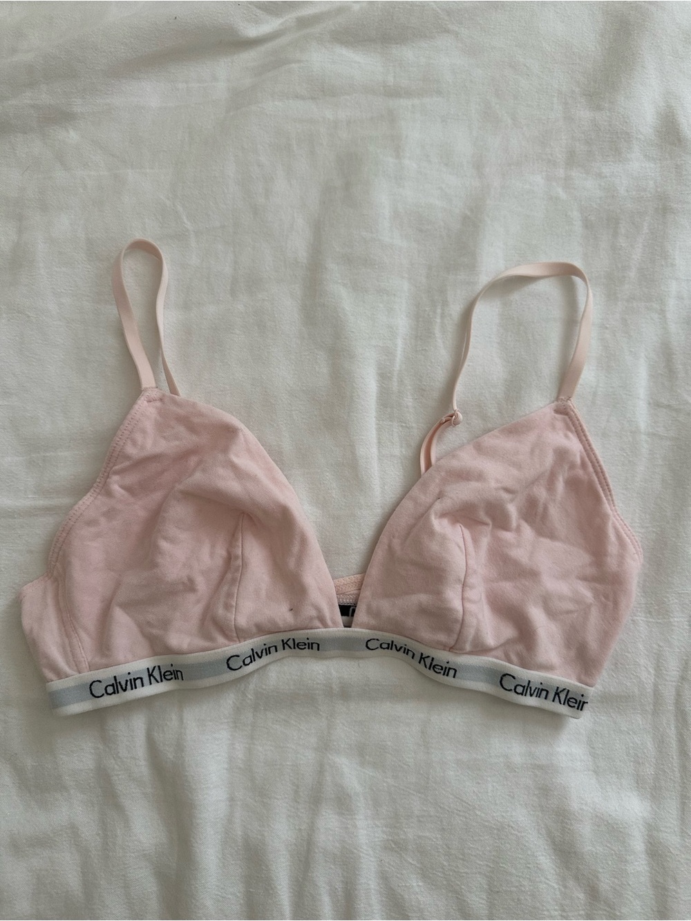 Calvin Klein Pale Pink Cotton Bralette with Logo Band
